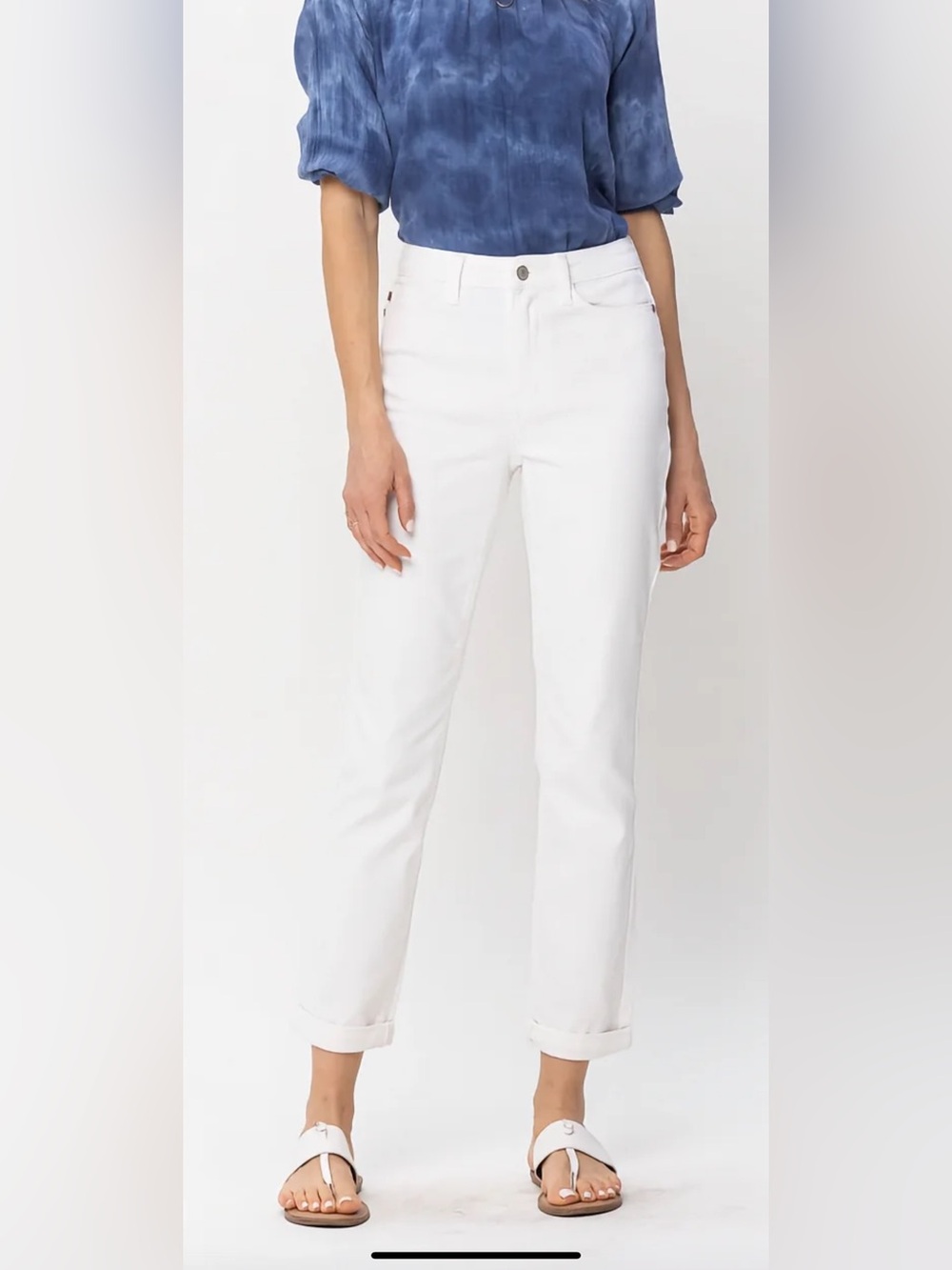 Judy Blue High Waisted White Boyfriend Fit Jeans Size 14W
